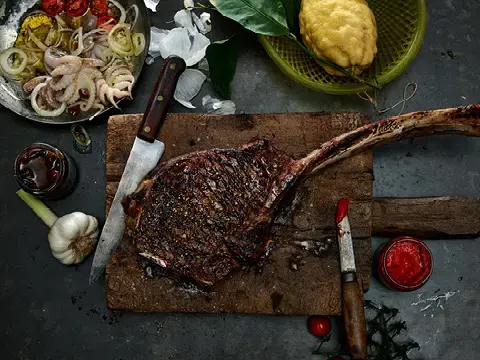 Tomahawk & Moscardini mit Wasabi Kartoffelpüree und Tomate Tomahawk & Moscardini mit Wasabi Kartoffelpüree und Tomate
